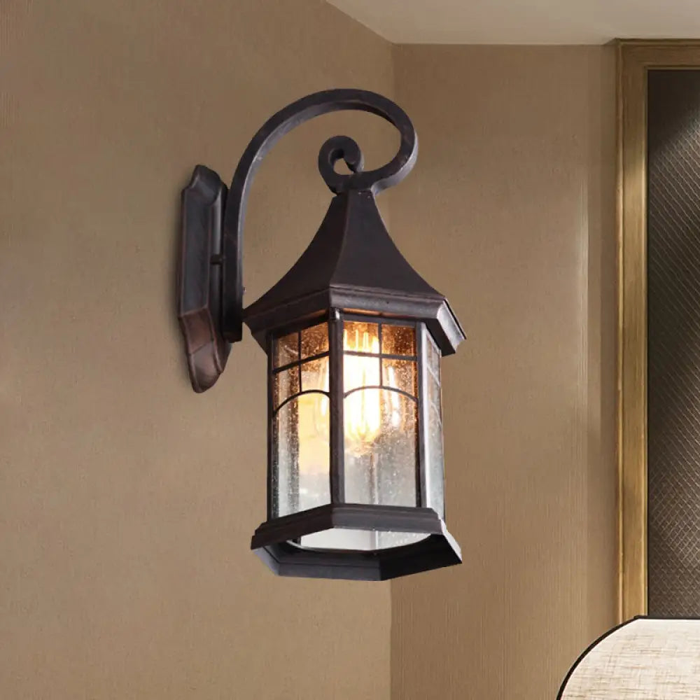Outdoor Wall Sconce with Textured Glass Shade – Downward-Facing Rustic Porch Light for Entry, Patio & Garage – Hardwired E26 Socket | Thomler