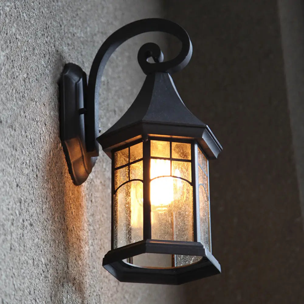 Outdoor Wall Sconce with Textured Glass Shade – Downward-Facing Rustic Porch Light for Entry, Patio & Garage – Hardwired E26 Socket | Thomler