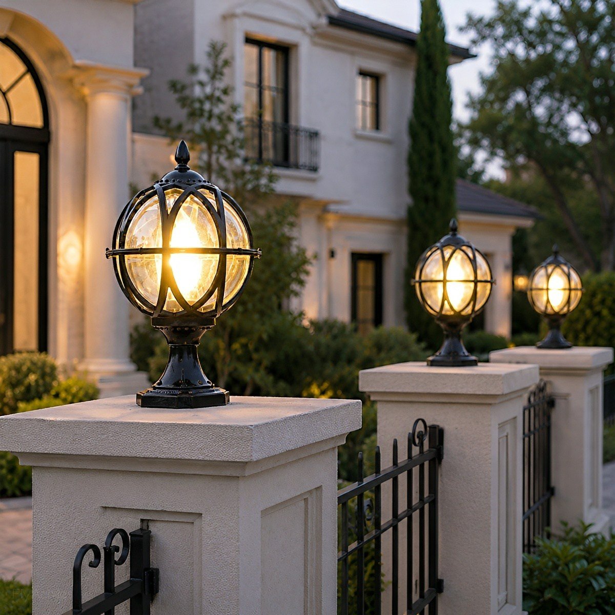 Spherical Pillar Cap Lantern for Decks, Patios & Fences – Weather-Resistant Orb Fixture | Thomler