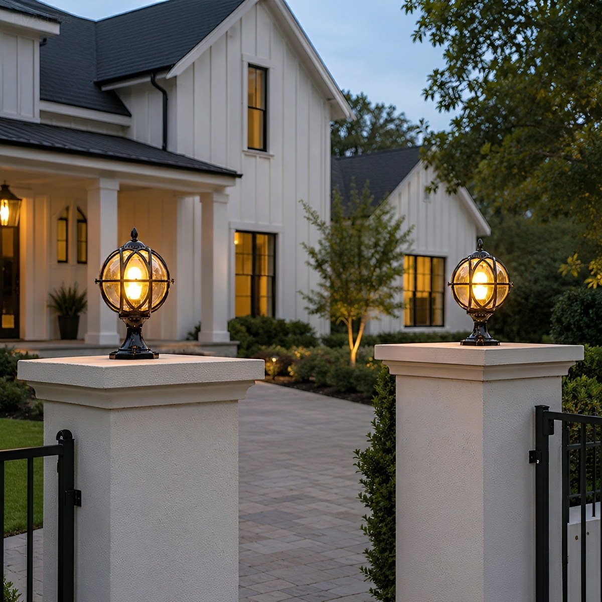 Spherical Pillar Cap Lantern for Decks, Patios & Fences – Weather-Resistant Orb Fixture | Thomler