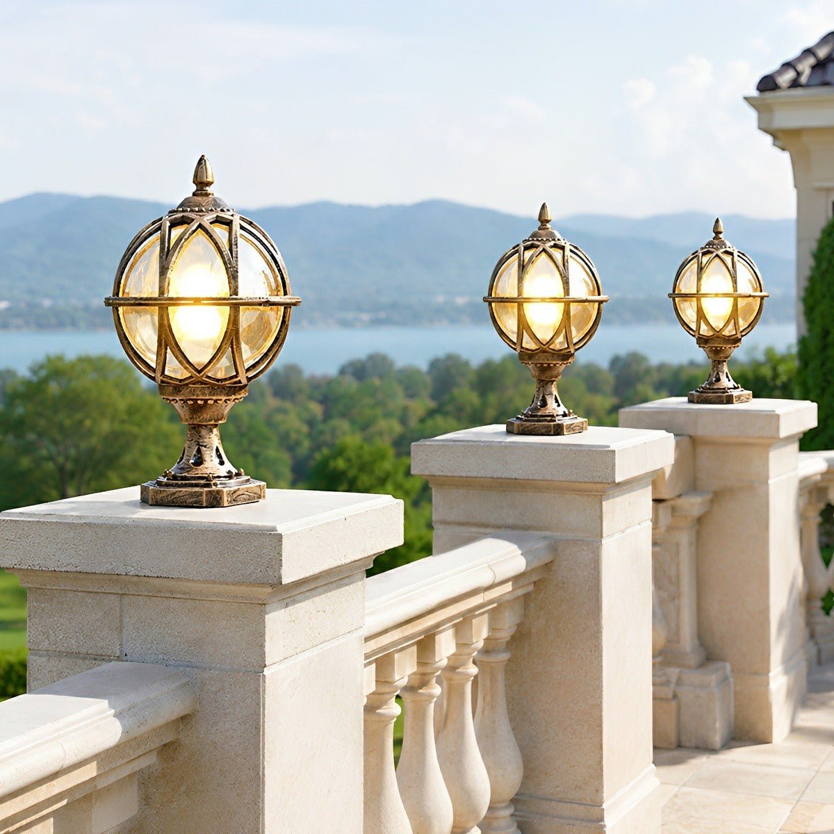 Spherical Pillar Cap Lantern for Decks, Patios & Fences – Weather-Resistant Orb Fixture | Thomler