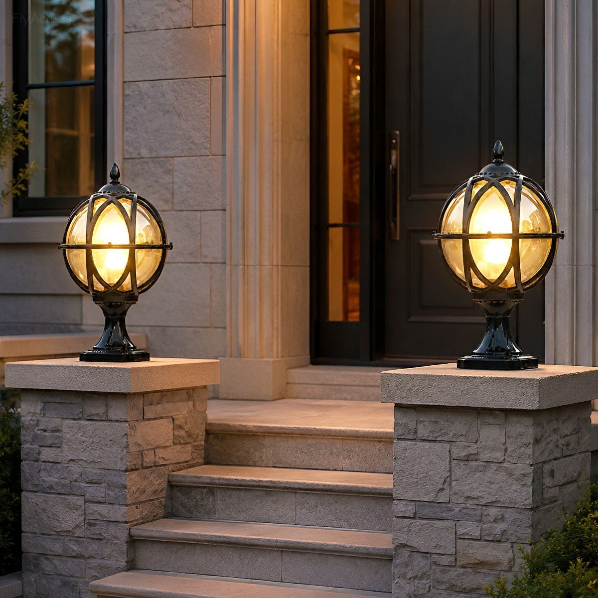 Spherical Pillar Cap Lantern for Decks, Patios & Fences – Weather-Resistant Orb Fixture | Thomler