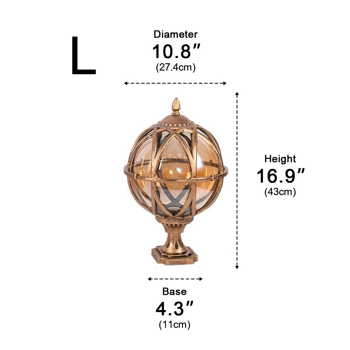 Spherical Pillar Cap Lantern for Decks, Patios & Fences – Weather-Resistant Orb Fixture | Thomler