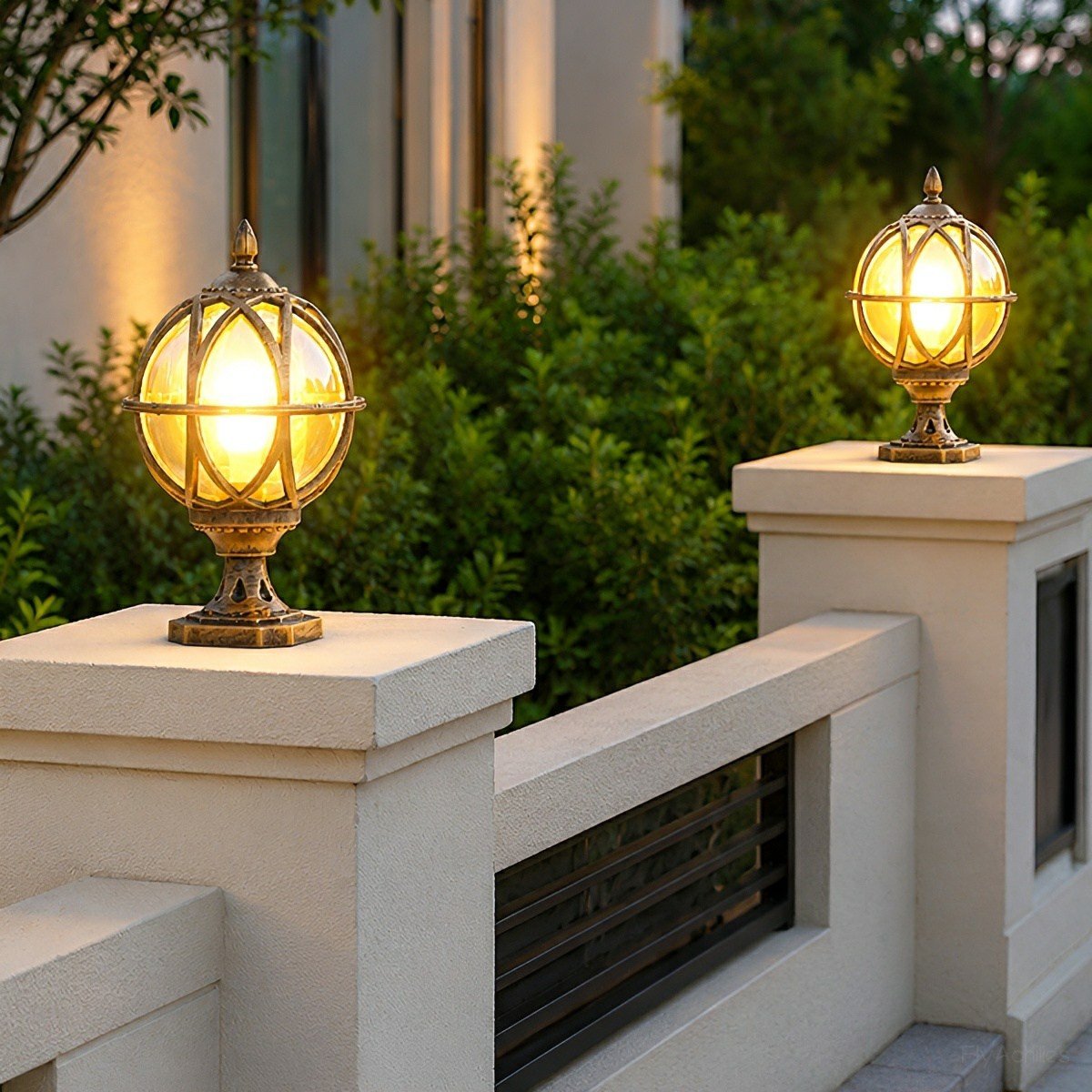 Spherical Pillar Cap Lantern for Decks, Patios & Fences – Weather-Resistant Orb Fixture | Thomler