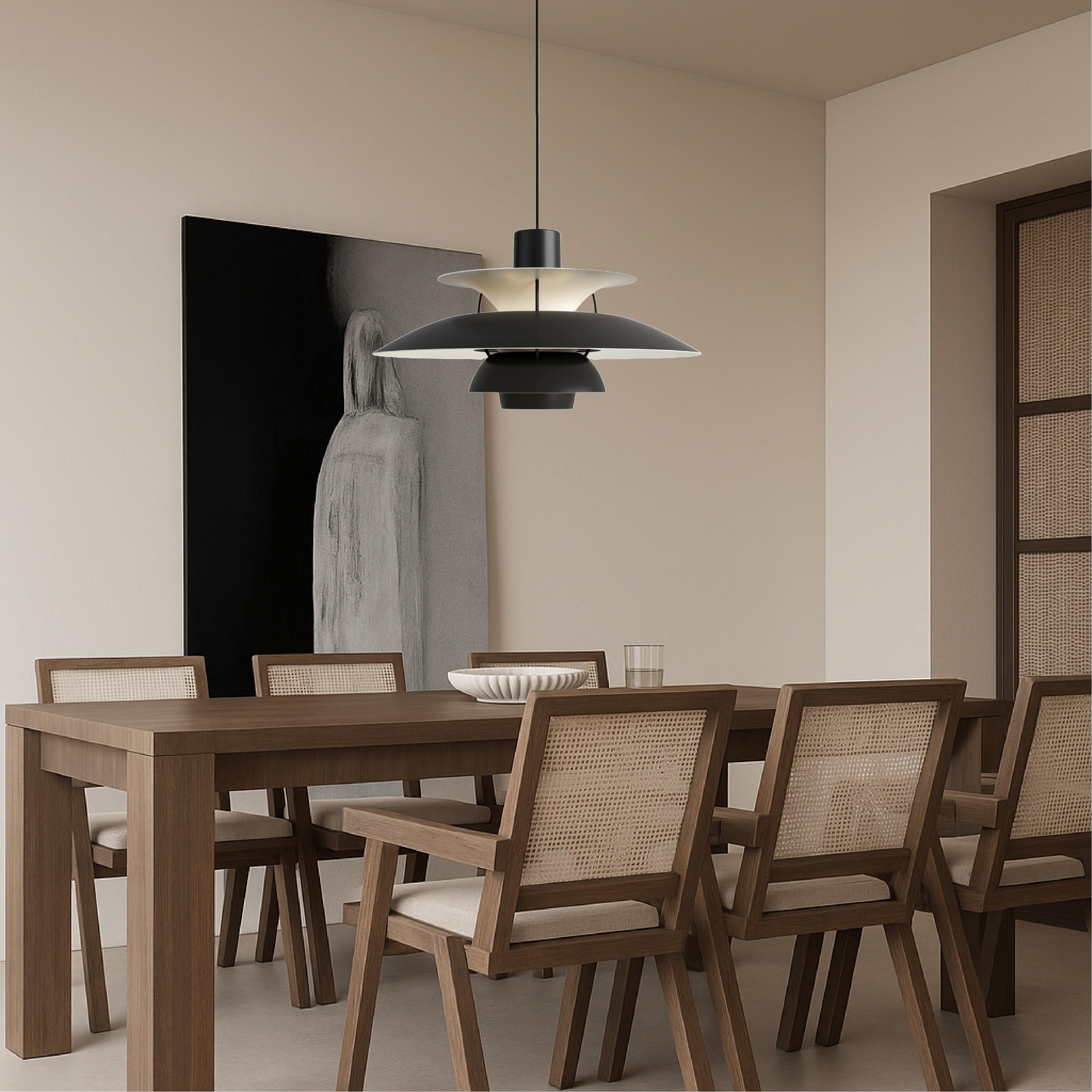 Pendant Light Aluminium Multilayer Ø30.0 cm Black Dining Table Kitchen Island Soft Lighting | Thomler