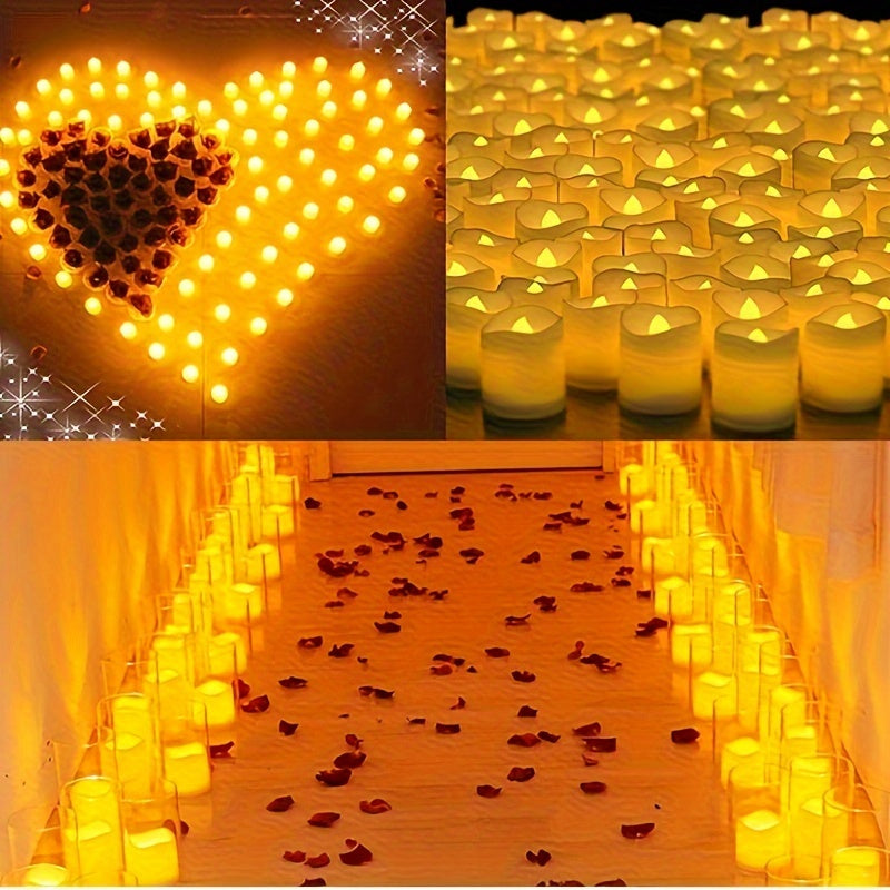 Battery Operated LED Tealights Flameless Candles 24-100 Pack Warm Flickering Glow for Weddings Events Indoor Outdoor Decor Safe Ambient | Thomler