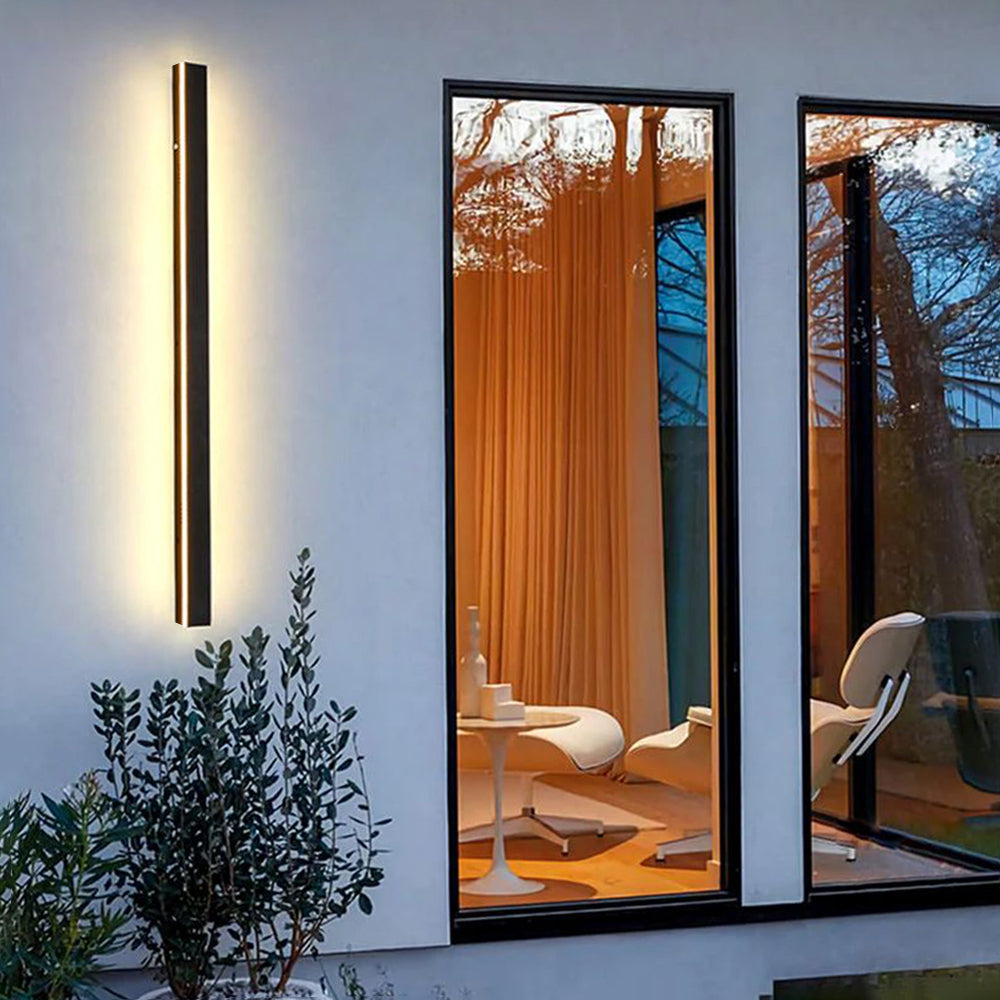 Weatherproof LED Strip Sconce for Patios, Entryways & Porches — IP65 Rated Acrylic Outdoor Fixture in Black | Thomler