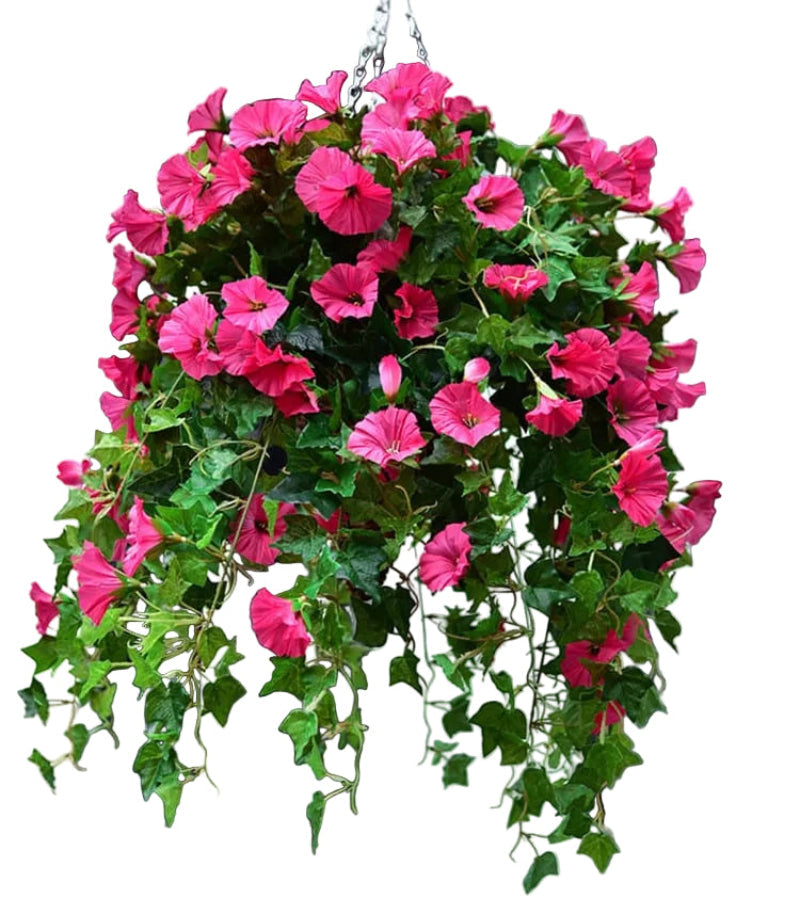 Faux Morning Glory Vine 35 in – 44 Blooms UV-Resistant Artificial Climbing Plant for Fence Porch Indoor Outdoor Décor | Thomler