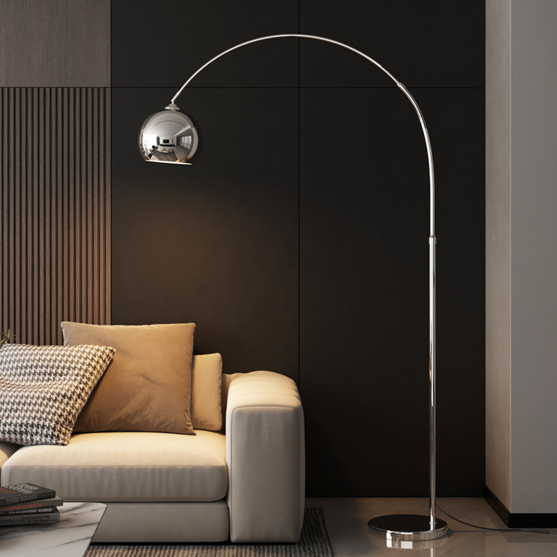 Floor Lamp Metal Arc 177.0 cm (69.7") Yellow Living Room Reading Light E27 Retro Globe Shade Standing Lamp | Thomler