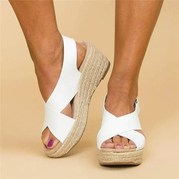 Women's Orthopedic Wedge Espadrilles with Elastic Straps – Cushioned Slip-On Summer Shoes for All-Day Comfort, Casual Outdoor Walking | Thomler