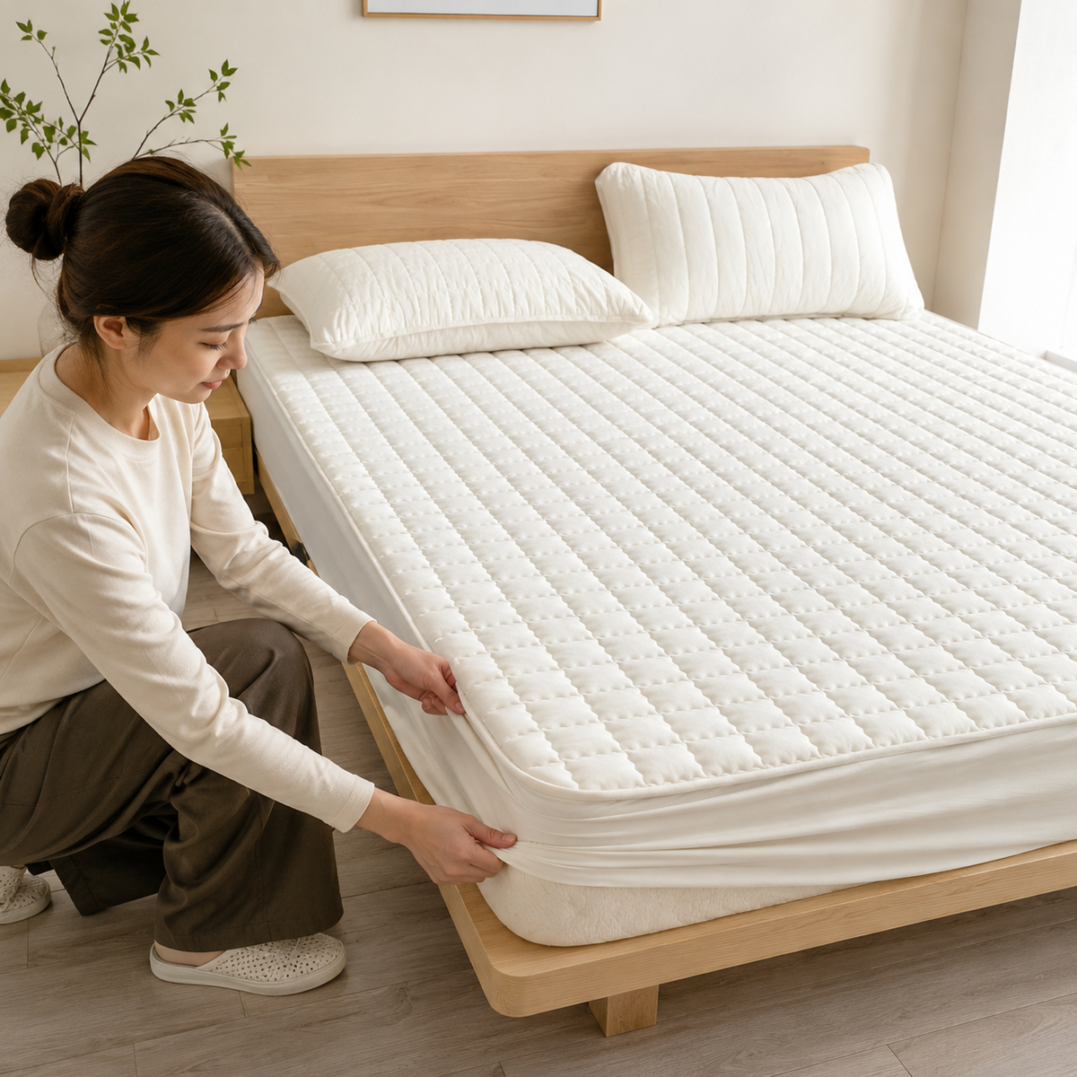 Quilted Waterproof Mattress Protector with Breathable Cooling Layer for Deep-Pocket Beds | Thomler