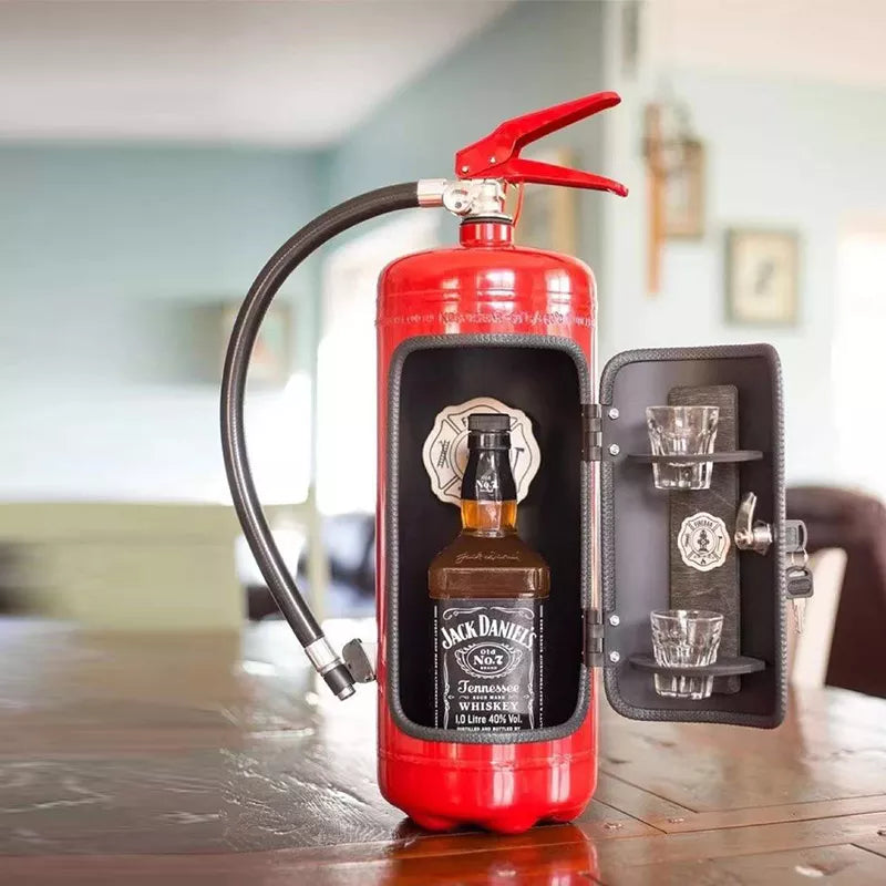 Fire Extinguisher Bottle Holder Hidden Storage Case for Whiskey Wine Champagne Metal Cabinet Bar Decor Red Black Novelty Gift for Home | Thomler