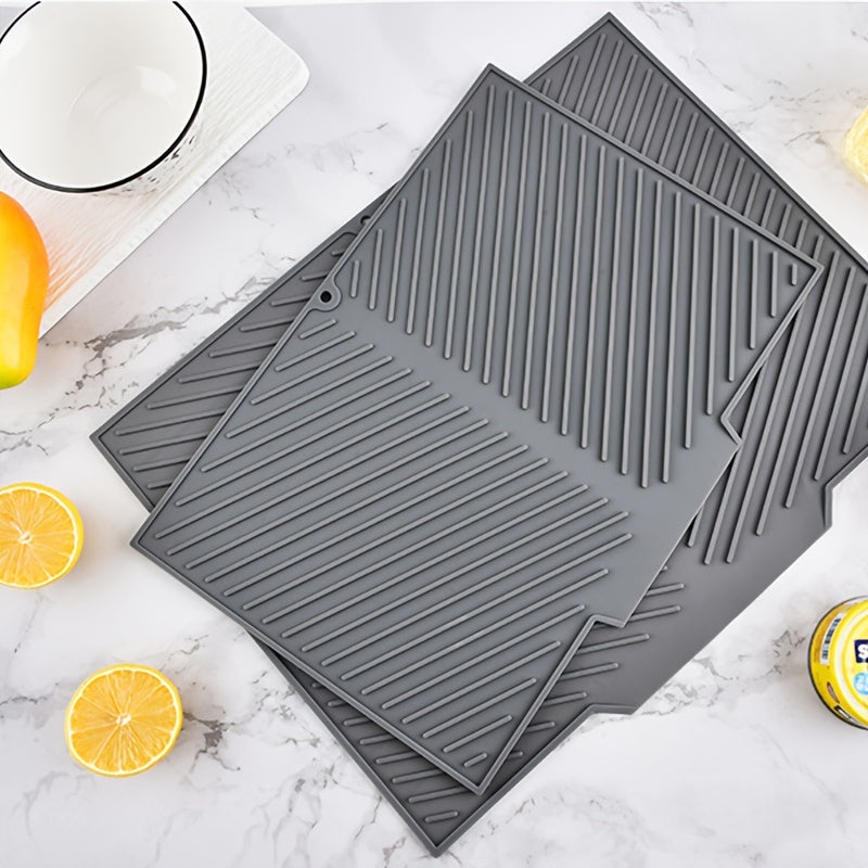 Silicone Drying Mat for Kitchen Counter – Heat Resistant, Non-Slip Dish Drainer Pad for Dishes, Glasses, Cookware | Dishwasher Safe | Thomler