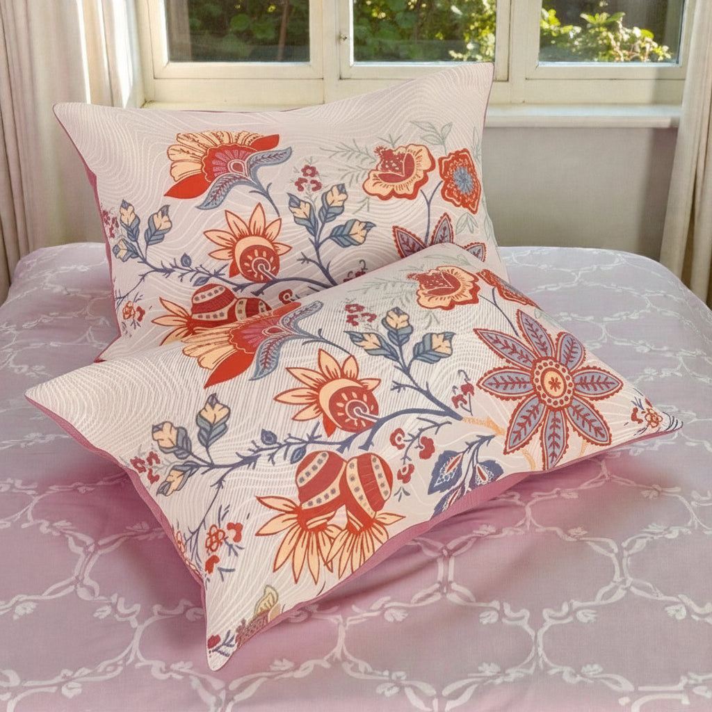 Cotton Pillowcase Set – Floral Print for Standard Pillows – 2-Piece Bedroom Linens for Rustic Boho Decor, Farmhouse Style & Modern Bedding | Thomler