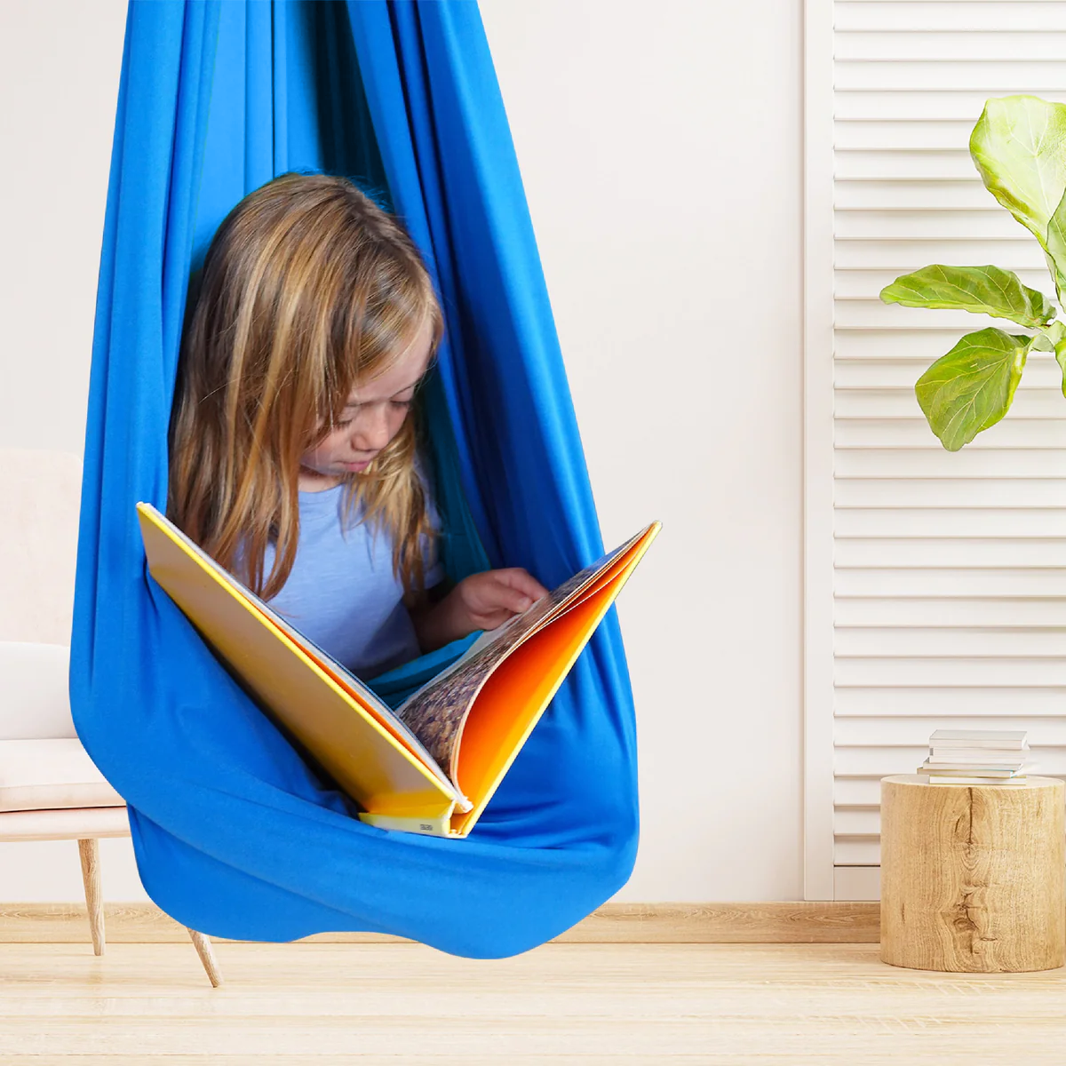 Indoor Sensory Swing for Kids – Cocoon Hammock Chair for Calming & Focus – Cotton Hanging Seat for Children's Play Room, Bedroom, Therapy | Thomler