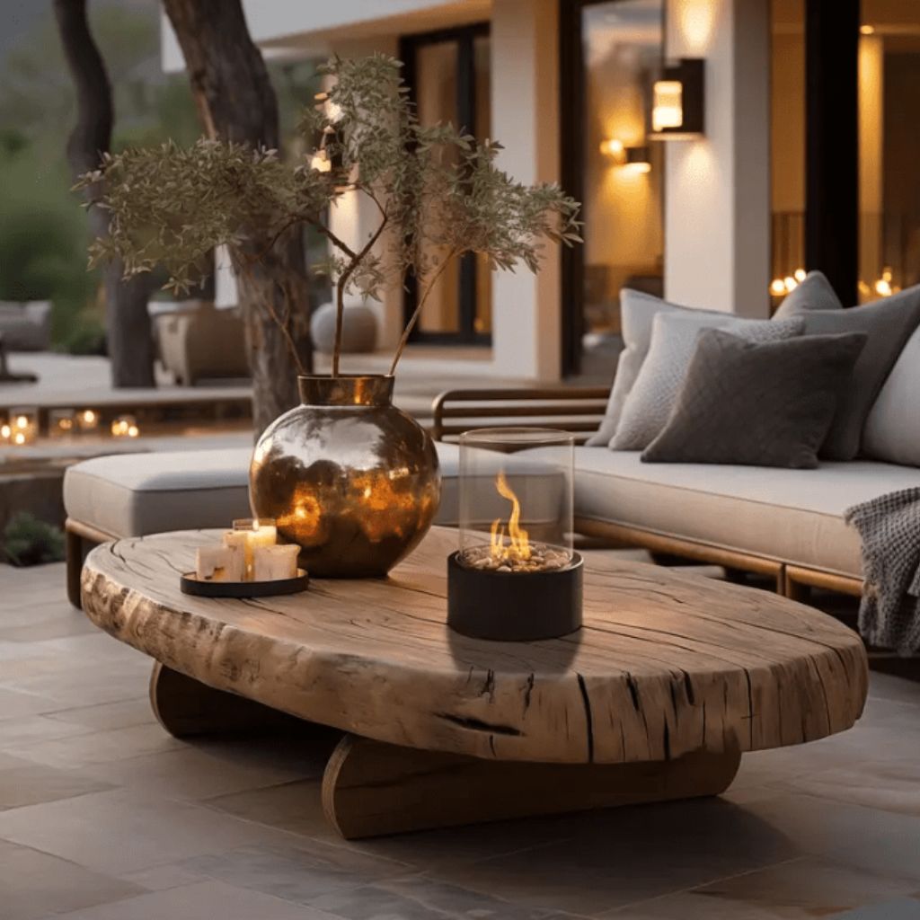 Tabletop Ethanol Burner with Glass Cylinder & Marble Base for Indoor Outdoor Patio Dining Living Room Portable Flame Centerpiece Decor | Thomler