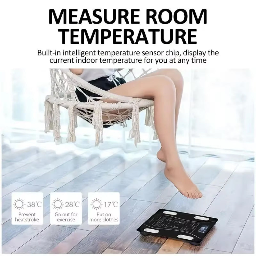 Smart Body Composition Scale Bluetooth Health Tracker 13+ Metrics Weight BMI Fat Muscle Mass Monitor Temperature Sensor App Sync Family | Thomler