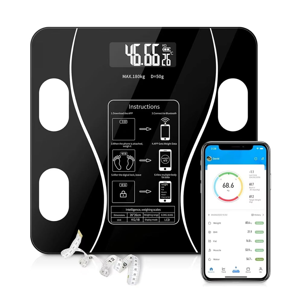 Smart Body Composition Scale Bluetooth Health Tracker 13+ Metrics Weight BMI Fat Muscle Mass Monitor Temperature Sensor App Sync Family | Thomler