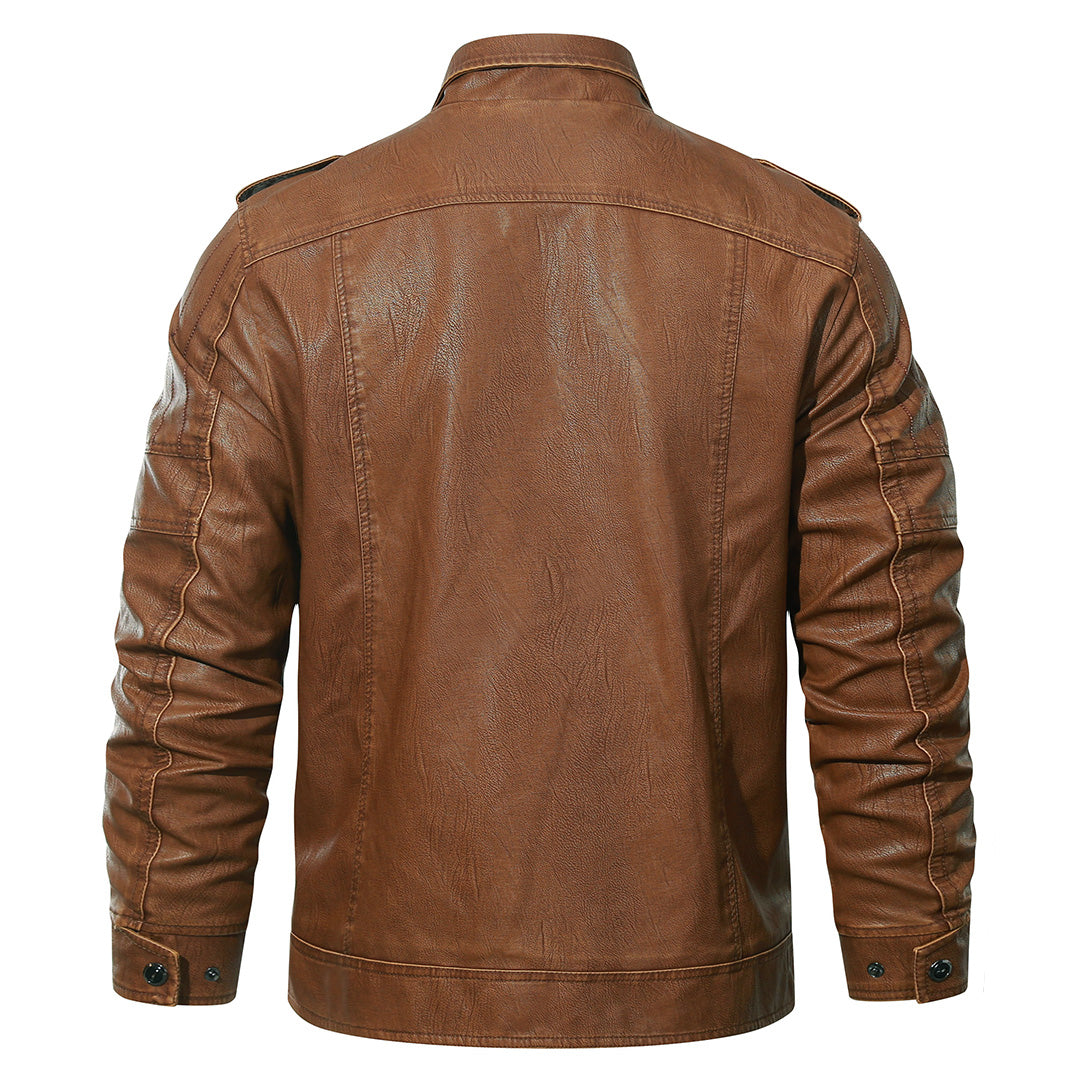 Faux Leather Moto Jacket with Fleece Lining – Water-Resistant Zip-Up Coat for Men & Women | Thomler