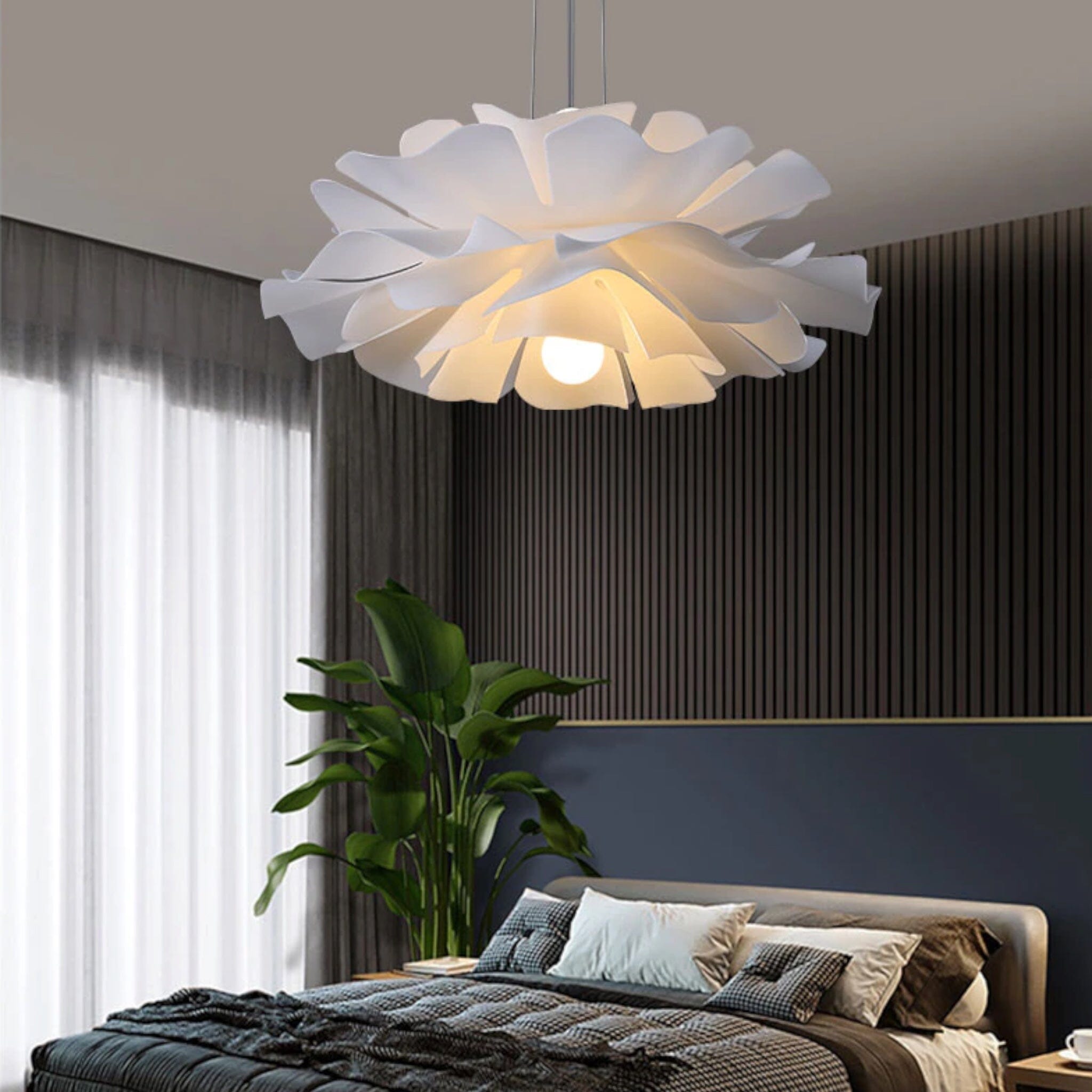 Pendant Light Acrylic Flower 80.0 cm White Living Room Dining Room Sculptural Hanging Ceiling Lamp LED Compatible | Thomler