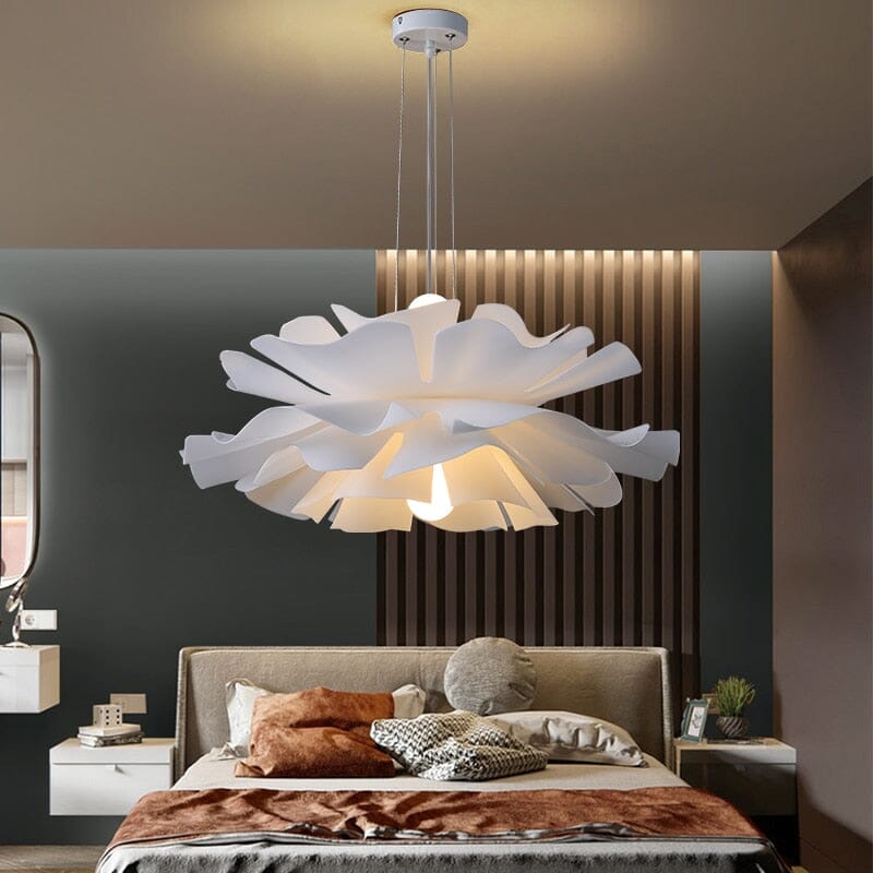 Pendant Light Acrylic Flower 80.0 cm White Living Room Dining Room Sculptural Hanging Ceiling Lamp LED Compatible | Thomler