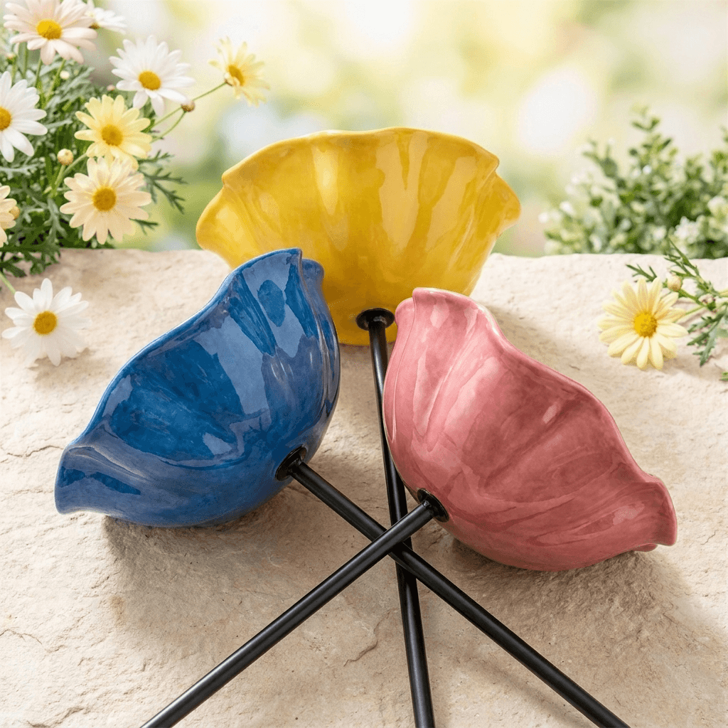 Flower-Shaped Bird Bath & Bee Watering Station Garden Stake for Hummingbirds Butterflies Pollinators Backyard Decor | Thomler