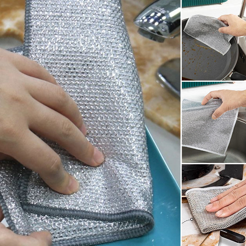 Nylon Mesh Dishcloth Set Safe for Nonstick Cookware Kitchen Cleaning Cloth Reusable Scouring Pad for Pots Pans Dishes Countertops | Thomler