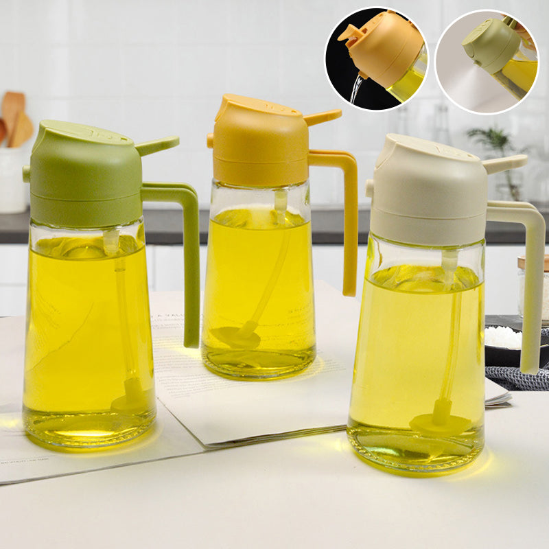 Glass Oil Mister and Pouring Bottle for Cooking – Dual-Function Sprayer with Wide Mouth, 16 oz Capacity – Leak-Proof Kitchen Dispenser for | Thomler