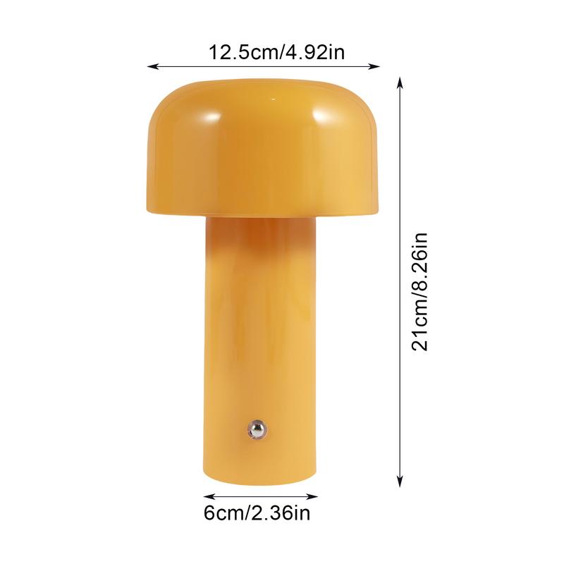 Cordless LED Mushroom Lamp – Rechargeable Ambient Desk Light with Dome Shade for Bedroom, Living Room & Dining | Thomler