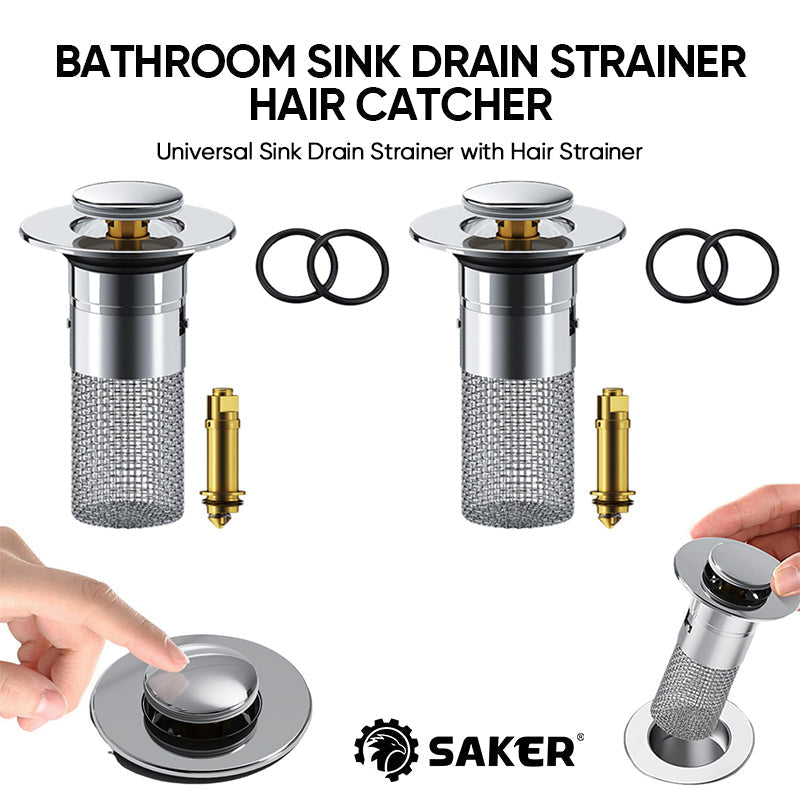 Pop-Up Bathroom Drain Filter with Hair Trap for Washbasin & Shower – Brass Core, Stainless Steel Basket, Universal Fit 1-1.2" Drains | Thomler