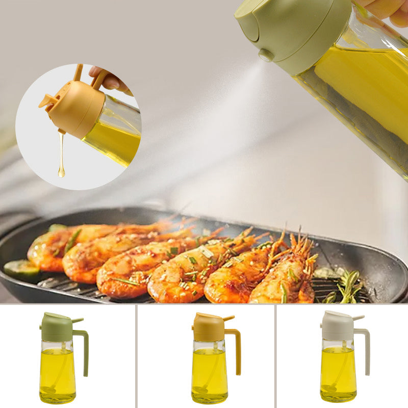 Glass Oil Mister and Pouring Bottle for Cooking – Dual-Function Sprayer with Wide Mouth, 16 oz Capacity – Leak-Proof Kitchen Dispenser for | Thomler