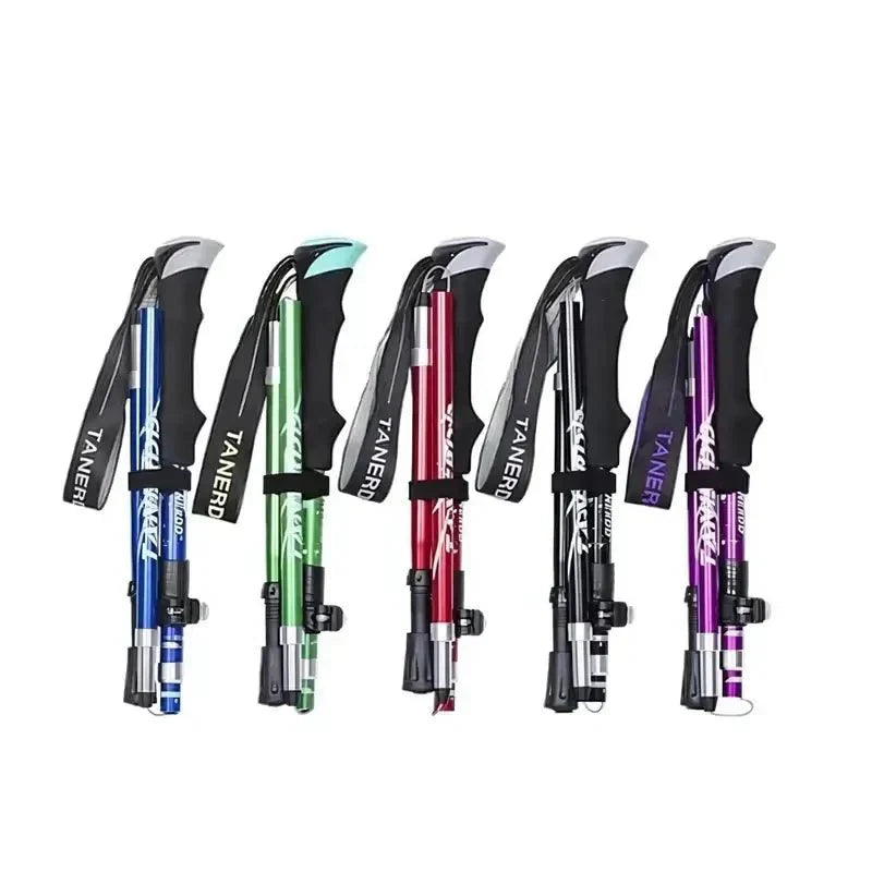 Collapsible Hiking Stick Adjustable Height Lightweight Aluminum Walking Staff for Trail Backpacking Mountain Trekking Men Women Outdoor | Thomler