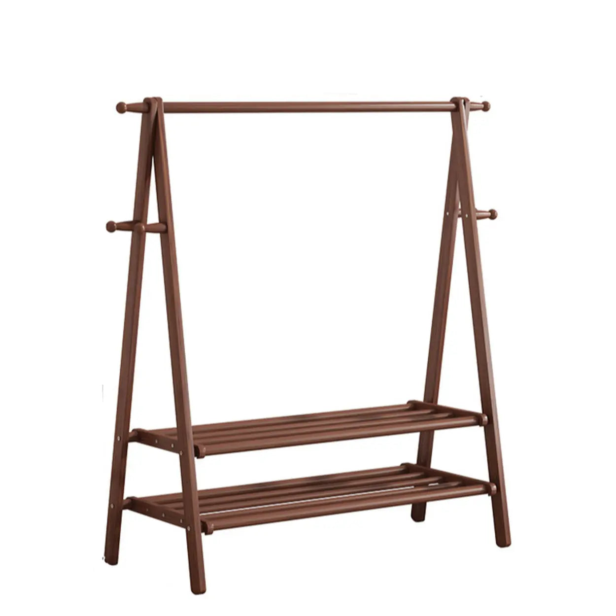 Coat Rack Beech Wood 150.0 cm Natural Hallway Bedroom Storage Stand Foldable A Frame Garment Organiser With Shelf Hooks | Thomler