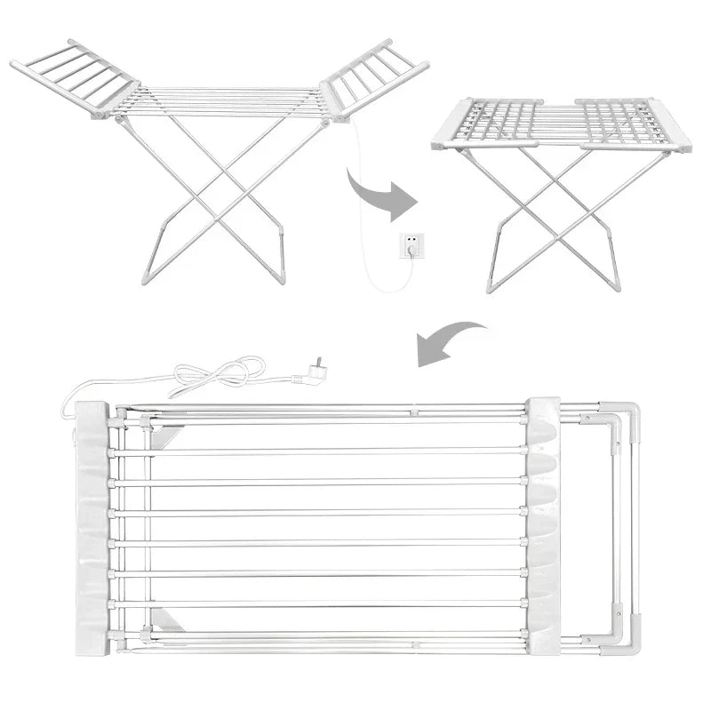 Collapsible Heated Drying Rack with Aluminum Warming Bars for Indoor Laundry | Thomler