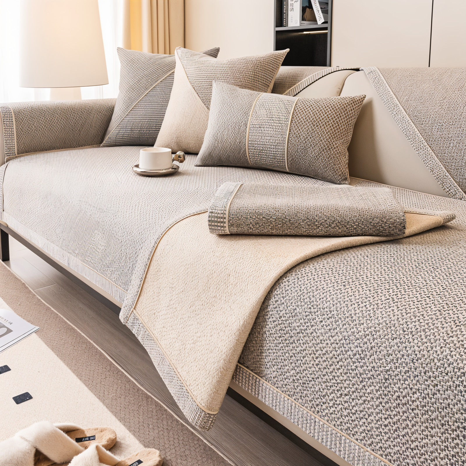 Sofa Cover Breathable Fabric Anti Slip Universal Fit Living Room Protective Couch Throw Furniture Protector | Thomler