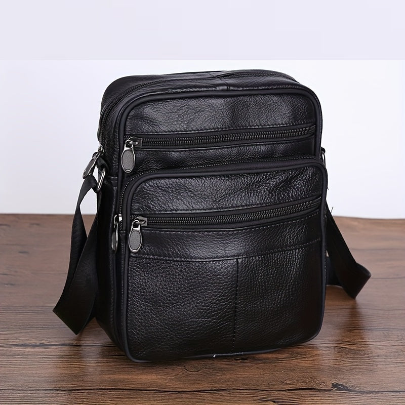Men's Genuine Leather Crossbody Messenger Bag with Adjustable Strap - Full Grain Cowhide Shoulder Bag for Work Travel Daily Use | Thomler