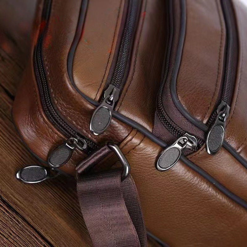 Men's Genuine Leather Crossbody Messenger Bag with Adjustable Strap - Full Grain Cowhide Shoulder Bag for Work Travel Daily Use | Thomler