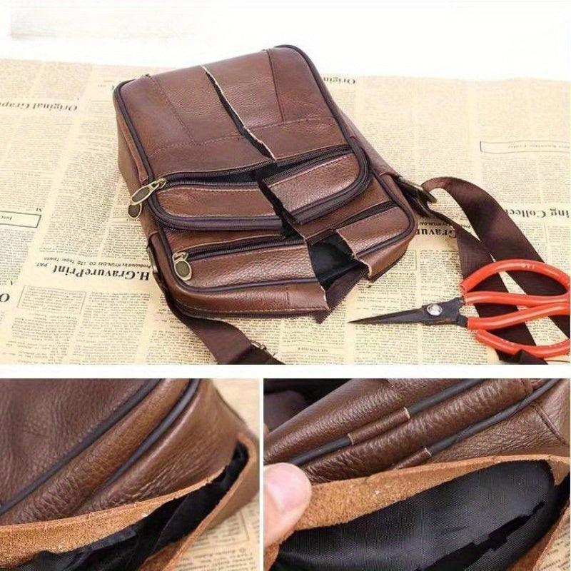 Men's Genuine Leather Crossbody Messenger Bag with Adjustable Strap - Full Grain Cowhide Shoulder Bag for Work Travel Daily Use | Thomler