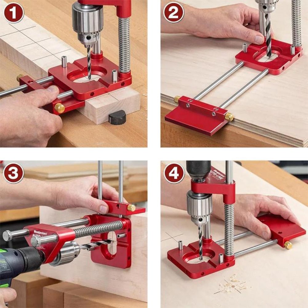 Precision Hole Drilling Jig Adjustable Guide for Wood Projects Cabinet Assembly Furniture Building DIY Carpentry | Thomler