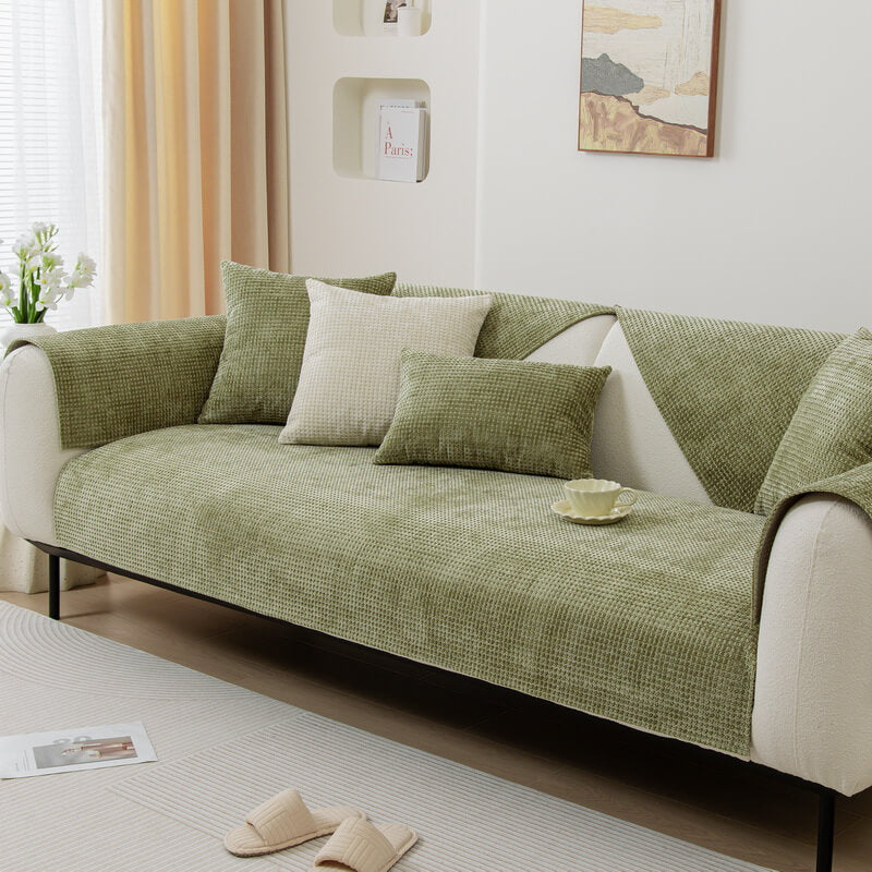 Textured Chenille Furniture Protector with Grip-Dot Backing for Couches & Chairs | Thomler