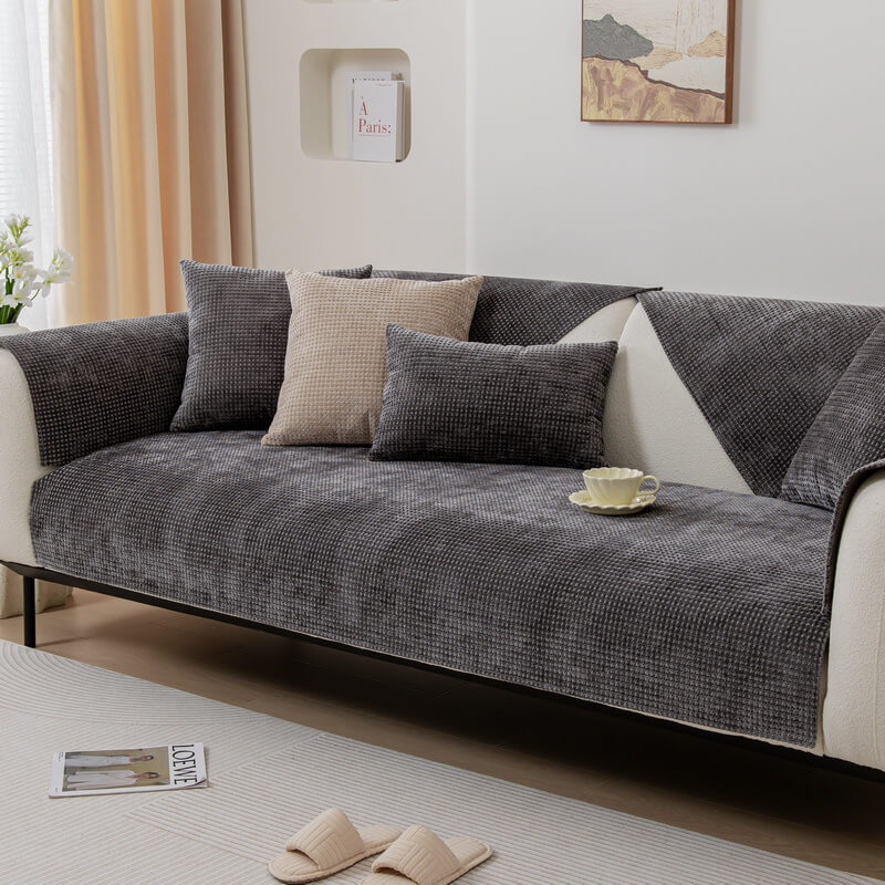 Textured Chenille Furniture Protector with Grip-Dot Backing for Couches & Chairs | Thomler