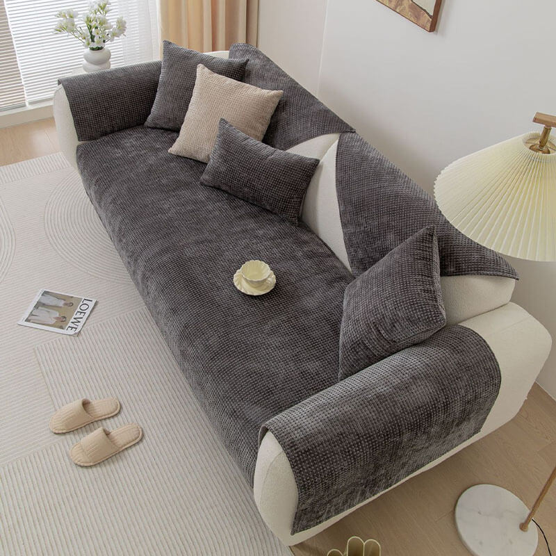 Textured Chenille Furniture Protector with Grip-Dot Backing for Couches & Chairs | Thomler
