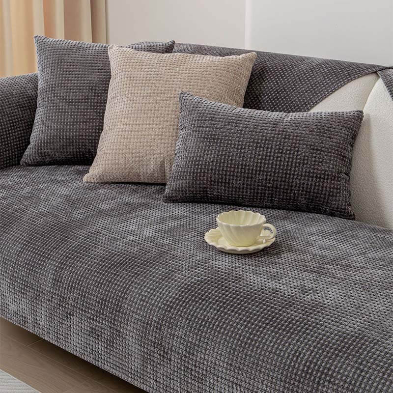 Textured Chenille Furniture Protector with Grip-Dot Backing for Couches & Chairs | Thomler
