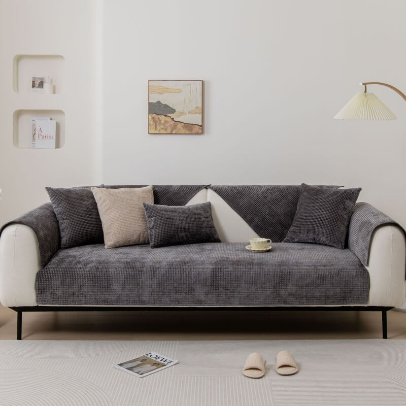 Textured Chenille Furniture Protector with Grip-Dot Backing for Couches & Chairs | Thomler