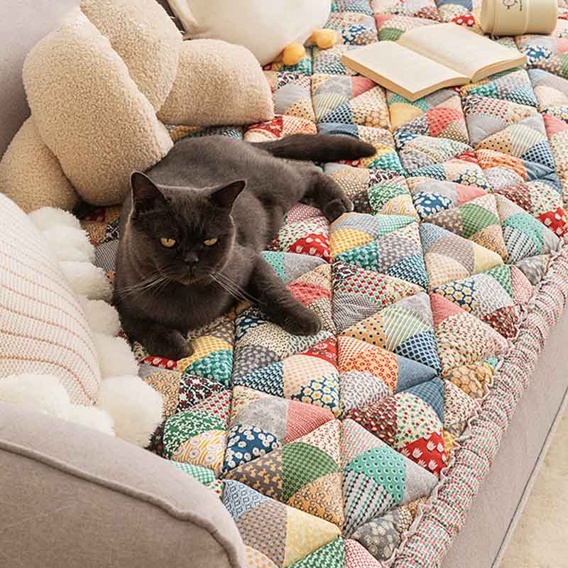 Quilted Cotton Furniture Protector Cover Anti-Slip Couch Cushion Pad for Sofa Chair Loveseat Pet-Friendly Washable Mat for Living Room | Thomler