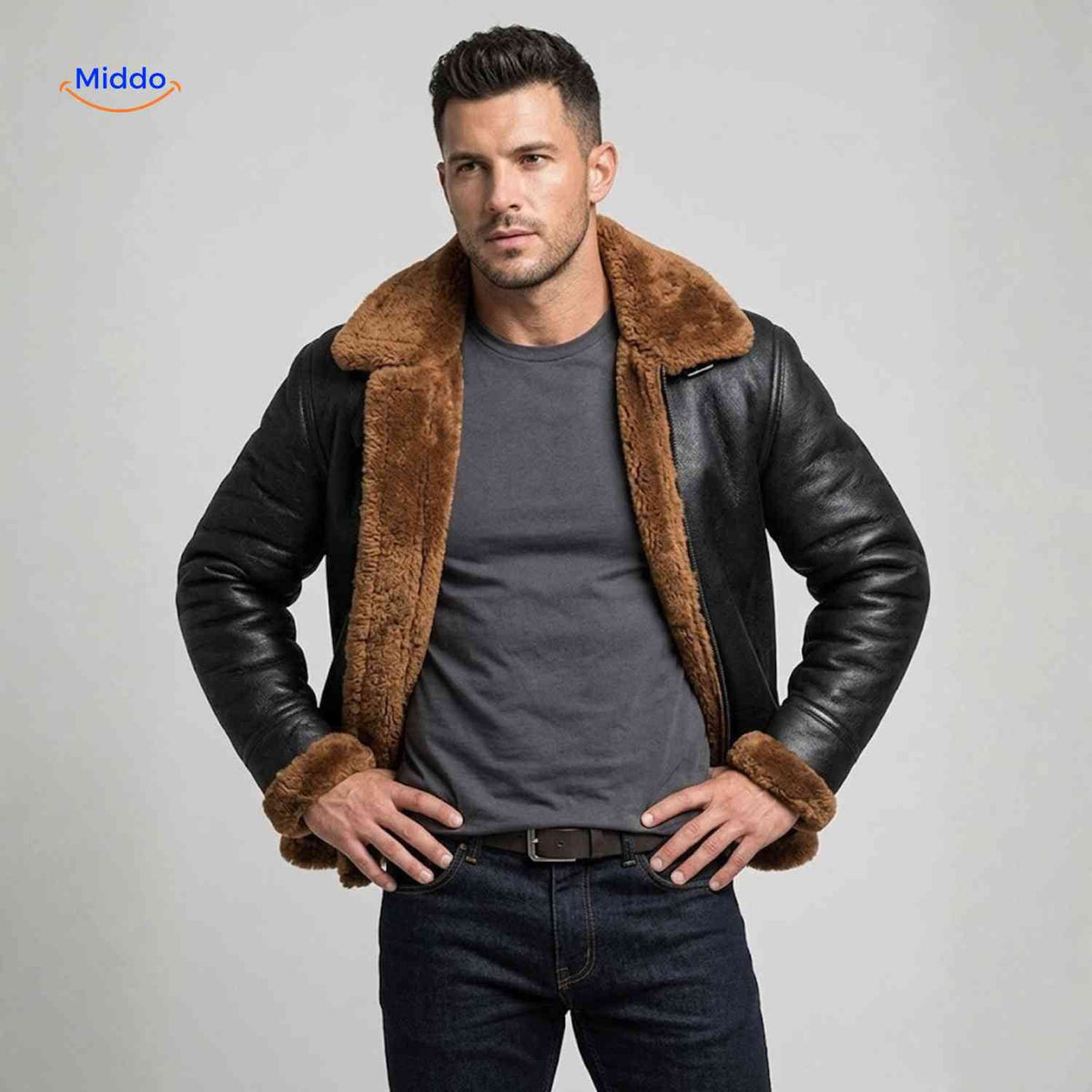 Insulated Zip-Front Men's Coat with Wide Collar for Cold Weather & Everyday Wear | Thomler