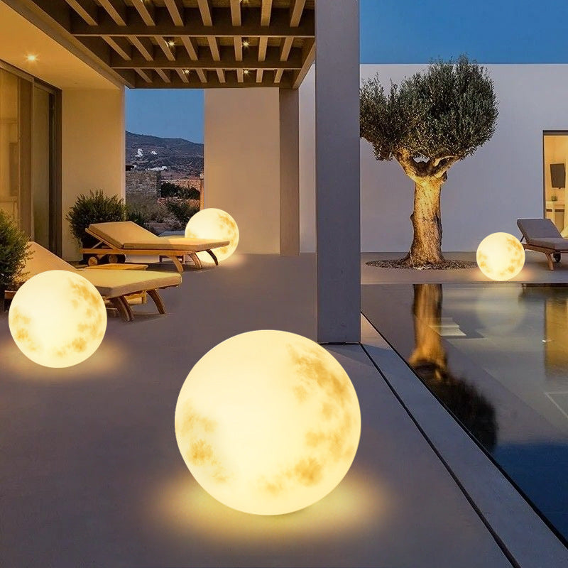 Solar Outdoor Moon Globe Light Sphere Garden Pathway Decoration Waterproof LED Resin Yard Patio Balcony Ambient Lighting | Thomler