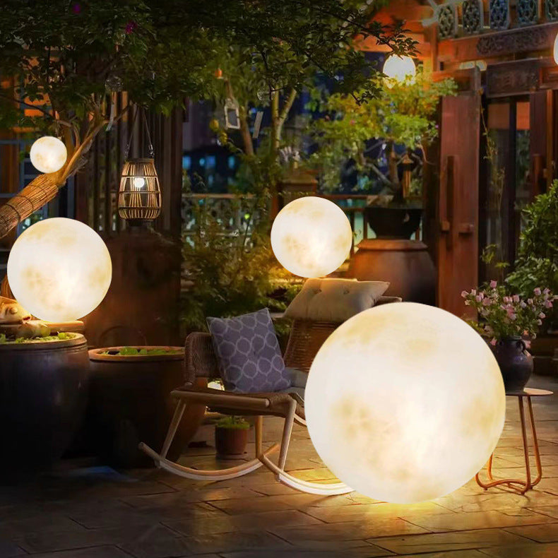 Solar Outdoor Moon Globe Light Sphere Garden Pathway Decoration Waterproof LED Resin Yard Patio Balcony Ambient Lighting | Thomler