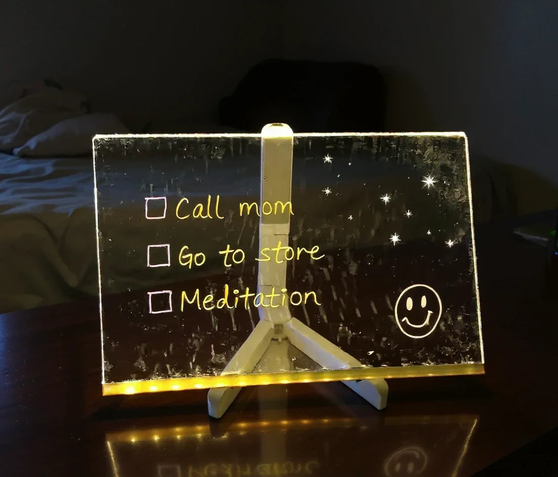 Illuminated Erasable Message Board with Neon Markers for Kids Drawing Art Notes Reminders Light Up Reusable Writing Tablet Home Office | Thomler