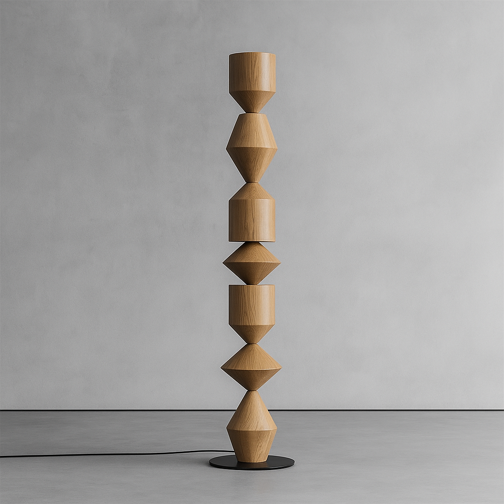 Floor Lamp Iron Geometric 60.2 in Walnut Living Room Ambient Modern Sculptural Lighting Decor | Thomler
